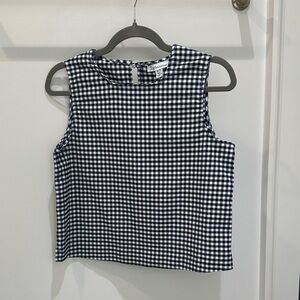 Navy and White Gingham Sleeveless Shell Top